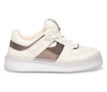 Bleigraue Sneak-Air-Sneakers für Damen aus verspiegeltem Material