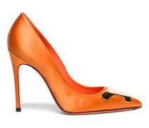 Women’s orange satin high-heel Santoni Sibille pump