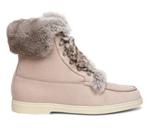 Rosa Schnürstiefeletten für Damen aus Nubuk