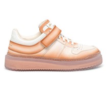 Weiß-rosafarbene Sneak-Air-Sneakers für Damen aus Leder