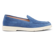 Blaue Loafer für Damen aus Wildleder