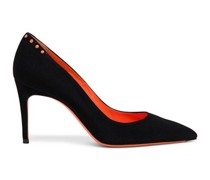 Women's black suede high-heel pump