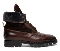 Men’s polished brown leather lace-up ankle boot