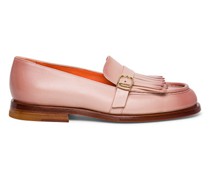 Rosafarbene Loafer für Damen aus Leder mit Fransendetail