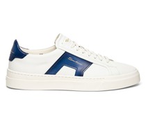 Weiß-blaue Double Buckle Sneaker für Herren aus Leder