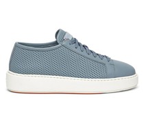 Azurblaue Damen-Sneakers aus getrommeltem Leder
