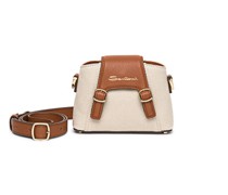 Braune Crossbody Bag aus Canvas und Leder
