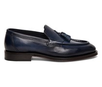 Blaue Loafer für Herren aus Leder mit Quasten