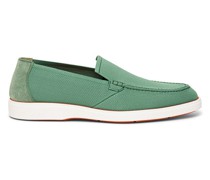 Grüne Loafer für Herren aus elastischem Strickgewebe
