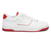 Weiß-rote Sneak-Air-Sneakers für Herren aus Leder