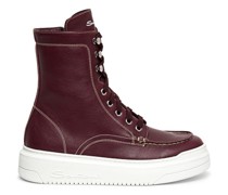 Women’s burgundy leather lace-up Sneak-air ankle boot
