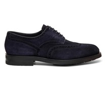 Blaue Derby für Herren aus Veloursleder mit Brogue-Details