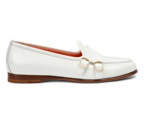 Weiße Loafer Andrea für Damen aus Leder mit Doppelschnalle