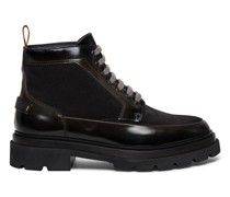 Men’s grey leather and suede lace-up ankle boot