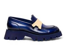 Women's blue leather loafer