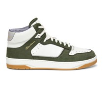 Weiß-grüne Sneak-Air-Sneakers für Herren aus Leder und Nubuk