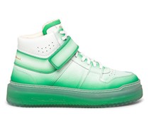 Weiß-grüne Sneak-Air-Sneakers für Damen aus Leder
