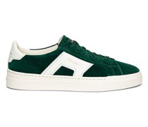 Men’s green and white suede and leather double buckle sneaker