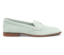 Azurblaue Penny-Loafer für Damen aus Nubuk