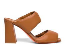 Braune Sandalen für Damen aus Nappaleder mit hohem Absatz