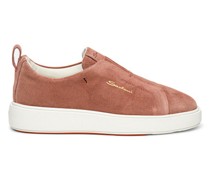 Rosafarbene Slip-on-Sneakers für Damen aus Wildleder