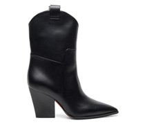 Women’s black leather western ankle boot