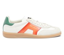 Weiß-grün-orangefarbene DBS Oly Sneakers für Herren aus Leder und Wildleder