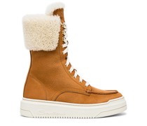 Women's brown tumbled nubuck ankle boot with fur