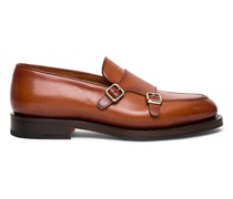 Braune Loafer für Herren aus Leder in Antik-Optik mit Doppelschnalle