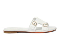 Weiße Slider-Sandalen Didi für Damen aus Leder mit Doppelschnalle