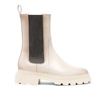Women's beige leather ankle boot