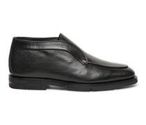 Men's black tumbled leather desert boot with fur