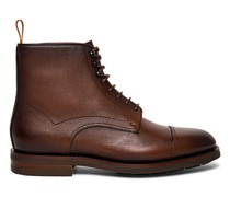 Braune Schnürstiefeletten für Herren aus getrommeltem Leder
