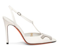 Women's white patent leather Santoni Sibille high-heel pump