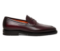 Bordeauxrote Penny Loafer für Herren aus Leder in Antik-Optik