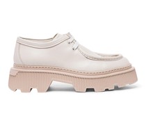 Women's beige leather lace-up