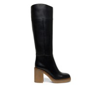 Women’s black leather high-heel boot