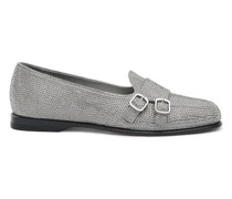 Silberfarbene Loafer Andrea für Damen mit Strass und Doppelschnalle