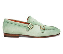 Grüne Loafer für Herren aus Wildleder mit Doppelschnalle