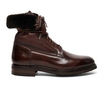 Men's dark brown leather ankle boot with fur