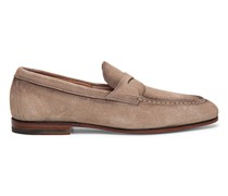 Beige Penny Loafer für Herren aus Veloursleder