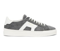 Men’s grey wool and leather double buckle sneaker