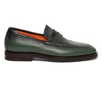 Men’s green tumbled leather penny loafer