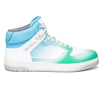 Men’s light blue, white and green leather Sneak-Air sneaker