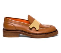 Braune Alfie Loafer für Damen aus Leder mit Plakette im Doppel-Monkstrap-Stil