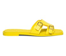 Gelbe Slider-Sandalen für Damen aus Gummi mit Doppelschnalle