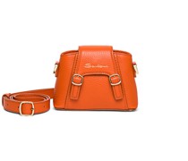 Orangefarbene Crossbody Bag aus getrommeltem Leder