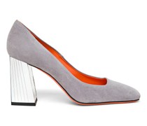Women’s grey suede high-heel pump