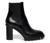 Schwarze Stiefeletten für Damen aus Leder mit mittelhohem Absatz