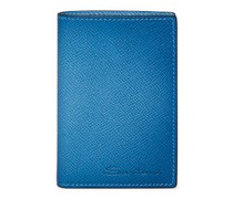 Azurblaues Portemonnaie im Hochformat aus Saffiano-Leder